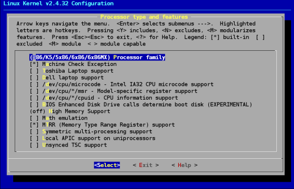 Kernel Linux Processor configuration for Netvista 8363 N2200